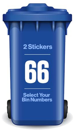 Happy Quokka White Bin Stickers, 17cm, Pack of 2, Waterproof, Weatherproof, Bin Numbers, Self Adhesive, Made in UK