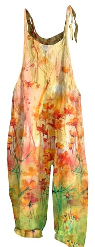 Sleeveless Jumpsuit for Women 2024 Summer Casual Loose Baggy Romper Cute Floral Print Playsuits Fit Party Trousers Pants
