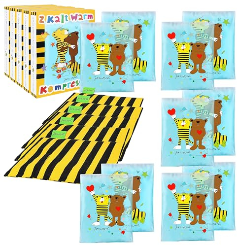 JANOSCH® 10x Kalt & Warm Gel Kühlpads für Kinder | Made in Germany | Kühlpack Kühlakku Kühlkissen mit Schutzhülle - Mikrowellen & Gefrierfach geeignet