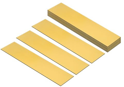 PATIKIL 8x2 Blank Name Plates, 12 Pack Custom Engraved Name Plate Rectangle Laser Engraving Blanks for Personalized Nameplates Office Desk DIY Painting Supplies, Gold, Black