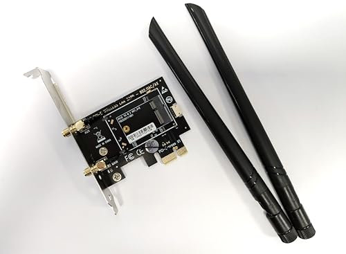 Adaptador WiFi M2 a PCIe de 5 dbi, incluye antenas externas, para módulos WiFi M2 con llave A+E