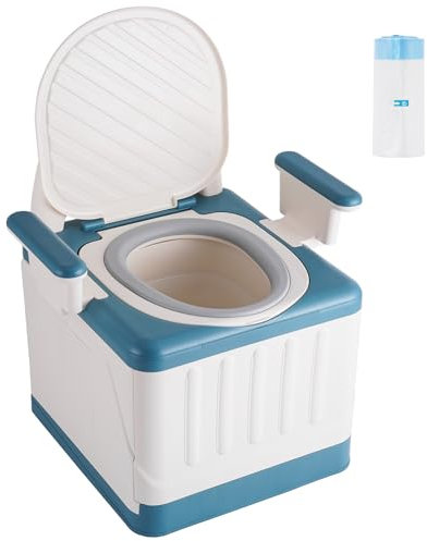 BAOSHISHAN Toilettes de camping, toilettes portables pour adultes, grandes toilettes portables, toilettes de camping, toilettes pliables avec 20 sacs de toilette, pour la randonnée, la pêche,