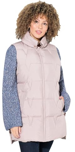 Ulla Popken Damen große Größen Übergrößen Plus Size Steppweste, seitliche Druckknöpfe, Hemdkragen, ärmellos mauve 54+ 834361305-54+