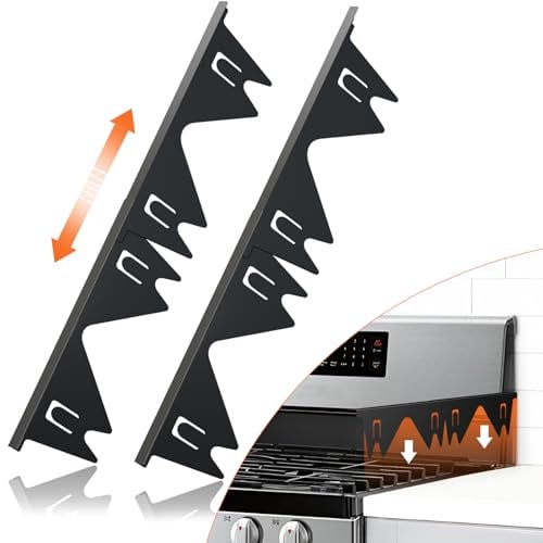 Couvre-joints de cuisinière en acier inoxydable (2 pièces), remplisseur d'espace de cuisinière, kit de garniture de cuisinière, protection d'espace de cuisinière pour four de cuisine entre plaque de
