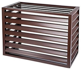 GXXINGIN Aluminium-Abdeckung für Klimaanlage und Wärmepumpe, Schutzabdeckung für Außenkondensator, AC-Zaun, freistehender Raumteiler mit Lamellen, Sichtschutzzaun für den Garten mit Blumenständer (F