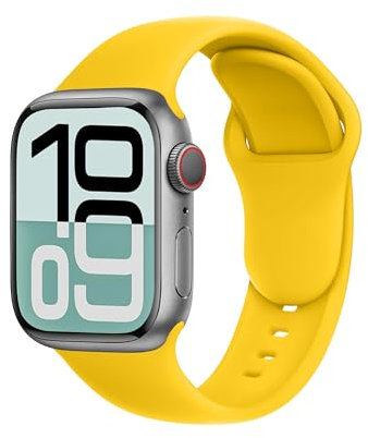 SRena SBC1A for Apple Watch Strap Ultra 2/Ultra/Series10 9 8 7 6 5 4 3/SE (38/40/41/42/44/45/46/49mm) - Sport | Secure Fit, Unisex, Compatible with All Models,Lemon Yellow