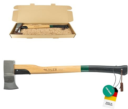 ADLER Super Spalter Axt inkl. Lederschutz: Robuste Holzaxt zum Holz spalten, Spaltaxt mit C60-Stahlkopf & 80 cm Hickory-Stiel, Maximale Spaltwirkung, Für große Holzstücke, Grün/schwarz, 2,8 kg