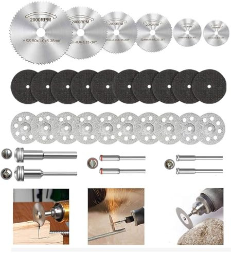 FENGCHUANG 32Pcs Trennscheiben Set, Hochgeschwindigkeitsstahlklingen für Multifunktionswerkzeuge für Rotationswerkzeug, Schneidräder für Schneiden von Holz, Kunststoff und Metall