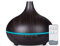 Difusor aceites Esenciales MEVA Humidificador Ultrasónico 400ml para Aromaterapia y purificador de Aire con 7 Colores Led y Control Remoto en Acabados Tipo Madera (Chocolate Sin esencias)