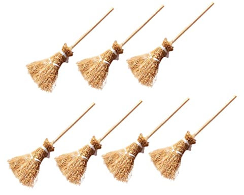 KOMBIUDA 7-teiliges Mini-möbelset Holz-mini-Modell Mini-Besen-Modell Kleines Besen-Modell Besen-verzierung Naturgetreue Details Kinder