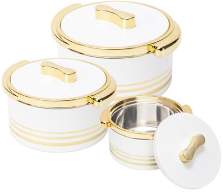 Pinnacle Casseruola isolata con coperchio, set da 3 pezzi da 3,7/2,6/1,5 qt. Scaldavivande termiche per zuppa/insalata, contenitore per alimenti caldi in acciaio inox, miglior set regalo per le mamme