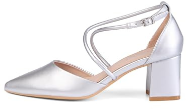 Rio Fiore Damen Pumps, Weiß/Silber, 6 cm Blockabsatz, weiches Kunstleder, Riemchenpumps, Schuhe mit Riemen, Kreuzriemen Pumps HF33038