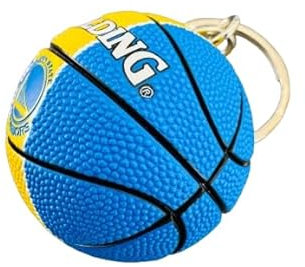 Generico Ball Keyring Compatible with Warriors Blue and Yellow Sports Basketball Gadget Accessories Backpack Gift Idea Men Women Children Creative 3D Pendant