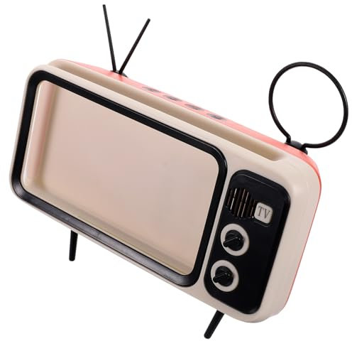 NUOBESTY Retro Tv Stand for Cell Phone Holder Wireless Speaker Creative Smartphone Stand for Desktop Orange Speaker for Mobile Phone Holder Desk