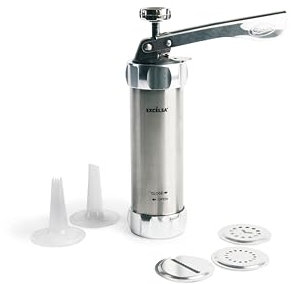 Excelsa Keksausstecher aus Aluminium, Kekspresse mit 20 Scheiben und 4 Tüllen