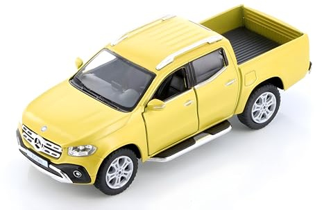 Easy Toys Modellauto kompatibel mit Mercedes Benz X Class - Maßstabsgetreues Spielzeugauto mit zu öffnenden Türen - Automodellierung (Gelb)