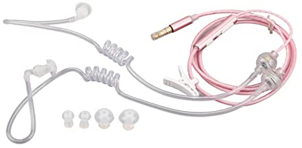 TOPINCN Strahlungs-Luftschlauch-Ohrhörer, Ergonomisches Headset Zur Geräuschreduzierung für Laptop, Tablet, Binaurale Ohrhörer für Reisen, Laufen, Schwarz, 1 Set (PINK)