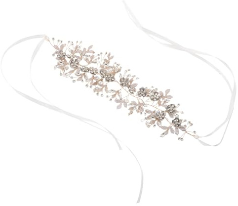 GLEAVI Braut-haarreif mit Strass-details Goldfarbenes Blumen-haarband mit Blättern und Ranken für Hochzeit Abschlussball und Hochsteckfrisuren Sicherer Kamm für Langanhaltenden