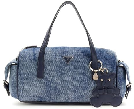 GUESS Handtasche Umhängetasche Kassie Box Satchel Denim blau