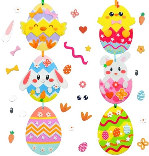 Isisyu Ostern Basteln Kinder, 12 Stück Ostern Bastelset Ostereier Osterküken Hasen mit Selbstklebenden zum Basteln Kreative Kunsthandwerk Bastelhandwerk für Osterdeko, Ostergeschenke