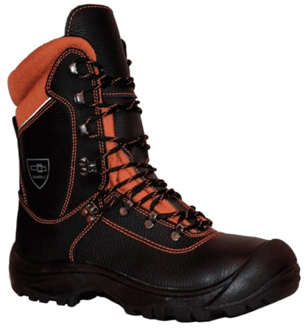 Treehog TH11 Extreme Class 2 Chainsaw Boot, EN ISO 17249, Chainsaw Cut Protection (Black/Orange, 12, UK Footwear Size System, Adult, Men, Numeric, Medium, 12)