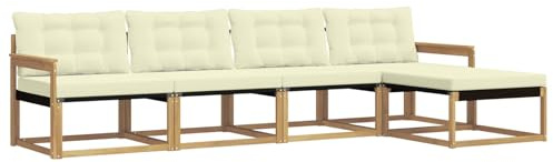 vidaXL Outdoor-Sofagarnitur mit Kissen 5 pcs Weiß und Creme, Garten, moderner, langlebiger Outdoor-Sofa, Sessel-Ecke, Lounge-Möbel, Terrasse Set