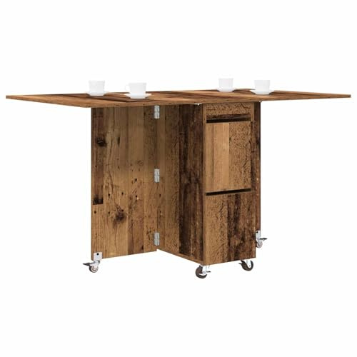 vidaXL Esstisch 2 pcs 140 x 80 x 77 cm Holzwerkstoff Altholz, Verstellbarer Esstisch, modernes Design, Holzfinish, vielseitig, platzsparend für Dein Wohnzimmer