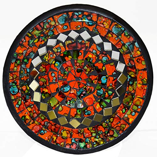 Simandra Mosaikschale Tonschale Glasschale Dekoschale Mosaik Kunsthandwerk Glassteine Deko rund Spiegel M Color Orange