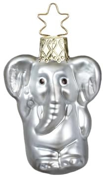 Christbaumschmuck Elefant 5,5cm mundgeblasenes Glas handbemalt - Weihnachtsbaumschmuck Dschungeltier Silber Grau - Weihnachtsdeko Anhänger Zootiere - Weihnachtskugeln & Glasfiguren Tiere