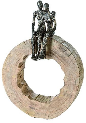 Casablanca Design Deko Skulptur Together Paar - Dekofigur aus Aluminium Holz - Höhe 39 cm - Love Couple Figur - Holz Deko