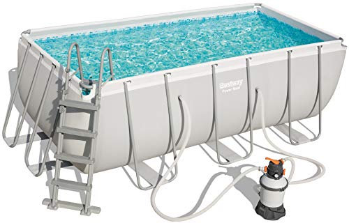 Bestway Power Steel Frame Piscina rettangolare in pratico set completo, con impianto di filtraggio a sabbia, 412 x 201 x 122 cm
