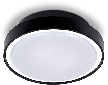 Kwazar Luminaire Oberflächenmontierte Leuchte Lupin 2xE27 IP65 schwarzer Durchmesser 250 mm Langlebige Außen- und Innenlampe Hermetische Deckendecke Wetterfest.
