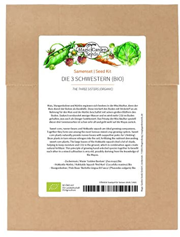 Die 3 Schwestern (Bio) - Samenset mit Mais, Bohnen & Kürbis für ein traditionelles Milpa-Beet in Bio-Qualität