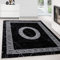Teppium Moderner Kurzflor Teppich Läufer Flur 80 x 150 cm Schwarz - Flauschiger Teppich Waschbar, Mäander-Design, Pflegeleicht, Weich - Ideal als Bettvorleger im Schlafzimmer und Küchenläufer
