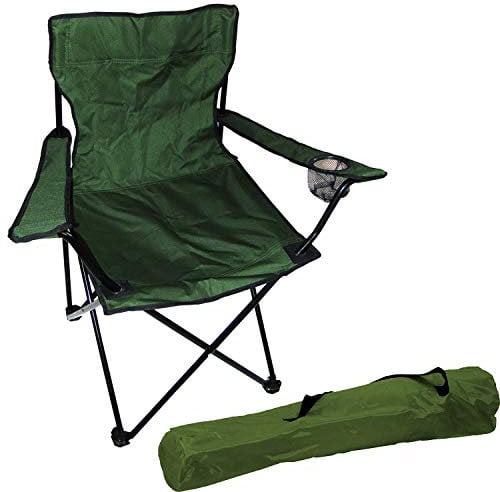 Fauteuil de pêche, de camping, pliable, pour la pêche, avec porte-gobelet et sac Vert