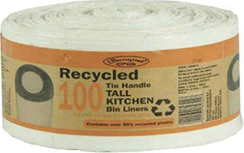 3 x 100 Recycled Tie Handle Tall Kitchen Bin Liners (Fits up to 50L Kitchen Bins)