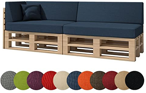 chilly pilley Palettenkissen Gartenkissen Palettenauflage Palettenpolster Indoor Outdoor Waschbar Abnehmbar Sitzkissen Rückenkissen (6er Set, Blau)