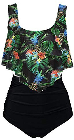 Aidotop Swimsuit for Women Top Ruffled High Waist Swimwear Two Pieces Bathing Suits Bikini Sets