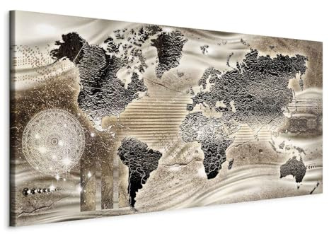murando Wandbild Mega XXXL Weltkarte Einteiliger XXL-Format Kunstdruck zur Selbstmontage Leinwandbilder moderne Bilder DIY Wanddekoration Wohnung Deko Ornament Mandala