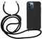 MyGadget Strap Case for Apple iPhone 12 | 12 Pro - Crossbody Phone Cover - TPU Silicone Case with Neck Holder - Cord Lanyard Carrier with Rope in Black