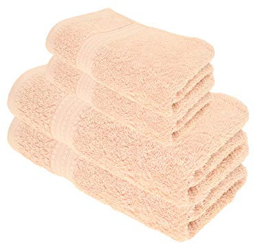 Julie Julsen Bio Duschtuch-Set 4 TLG. 2 Dusch- 2 Handtücher Pastell Rosa 100% Baumwolle Frotte 550g/m²