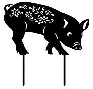 Gartenfigur Metall Schwein Deko Handarbeit Gartendeko, Outdoor Garten Hinterhof Rasen Pfähle Metall Schwein Yard Dekor, Rost Deko Für Garten, Glück Schwein Dekoration Aufwendig Verarbeitet (B)