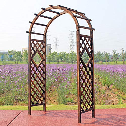 HLILY Massivholz Rankgitter Rosenbogen 120 x 50 x 215 cm Rustikaler Gartenbogen für Kletterpflanzen, Rosen, Pergola, DIY Wetterfest Spalier Torbogen, Holz gegen Fäulnis behandelt