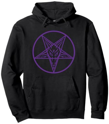 Viola Satanico Pentagramma Stella Baphomet Diavolo Ave Satana 666 Felpa con Cappuccio