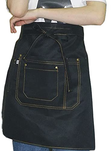YEKEYI Jeansschürze Mit Verstellbarer Küchenschürze, 3 Taschen, Unisex für Damen und Herren, Zum Kochen, Halbschwarz, Einheitsgröße