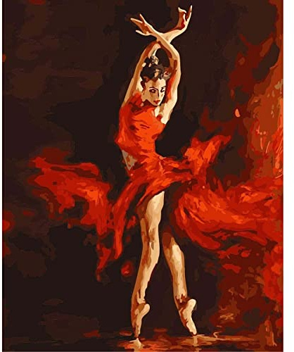 ZHXXFD Peinture Numero Danseuse Avec Cadre,Kits De Peinture Par Numéros Pour Enfant Adulte,40X50cm Diy Kit De Peinture Avec Toile, Pinceaux Et Peinture Acrylique,A2