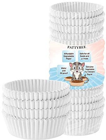 FattyBee Pets Disposable Feeding Bowls Liner, Disposable Pet Bowls, Small Paper Bowls/Liners, Paper Liner for Small Cat Bowl and Small Dog pet Bowl, Cat Dishes for Wet Food, Feral Cat Feeding Station