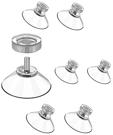 Cheeroyal 6 PCS Ventosas, 32/41/53 mm Almohadillas de ventosa de plástico Roscas redondas Ventosas con tuerca moleteada transparente para colgar Soporte de succión extra fuerte (32mm)