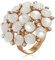 IMINI Statement Ehering Großen Zirkonia Perlen für Damen Mädchen Zirkonia Kristall Kunstperlen Kugel Ring Blume Verstellbar offenes Band
