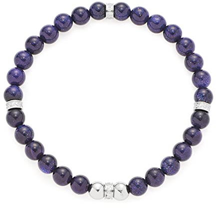 JEWELS BY LEONARDO Loreto Armband aus Edelstahl 1 Stück, elastisches Blaufluss-Perlenarmband mit zirkoniabesetzten Rondellen blau silber, Damenschmuck, 022156